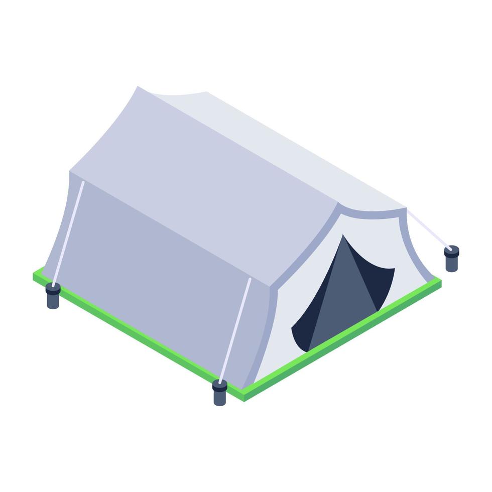 un hébergement temporaire, icône isométrique de tente vecteur