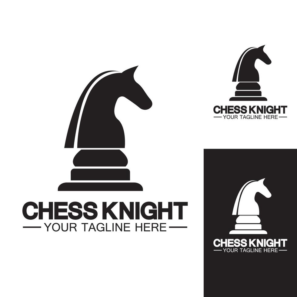 modèle vectoriel de conception de logo de silhouette de cheval de chevalier d'échecs noir