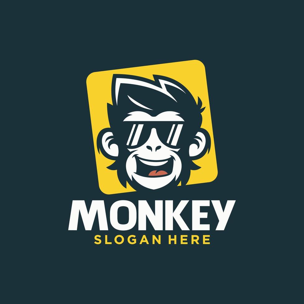 vecteur de logo de mascotte de singe. illustration vectorielle animale. logo de singe geek. création de logo vectoriel chimpanzé