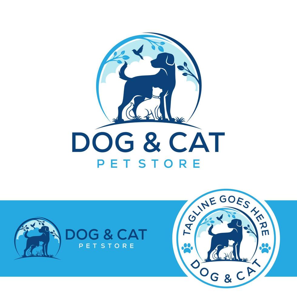 modèle et carte de vecteur de conception de logo animal animal de compagnie