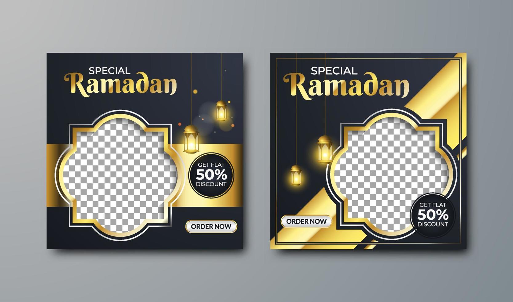 modèle de ramadan de luxe avec des zones vides pour les images ou le texte vecteur