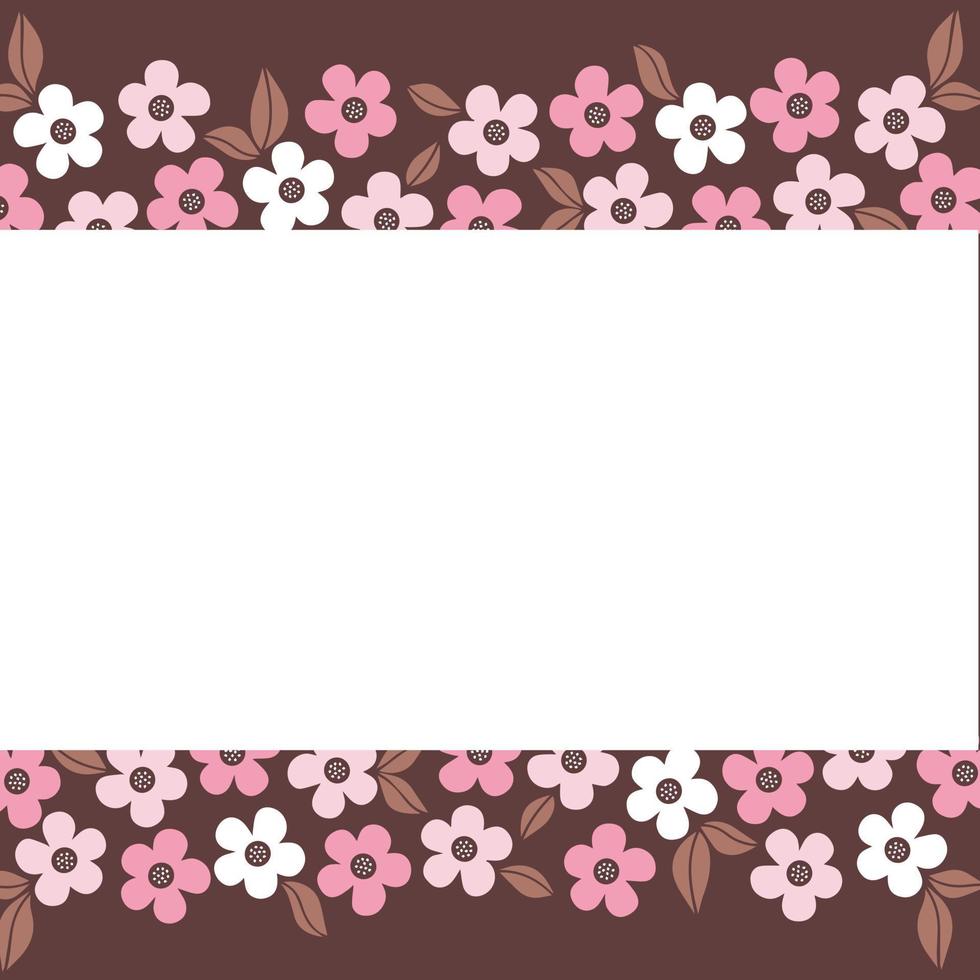 cadre floral horizontal aux couleurs marron et rose. modèle pour cartes postales, étiquettes, panneaux et autres éléments de conception. vecteur