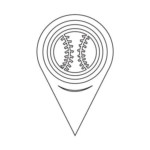 Icône de pointeur de carte de baseball vecteur