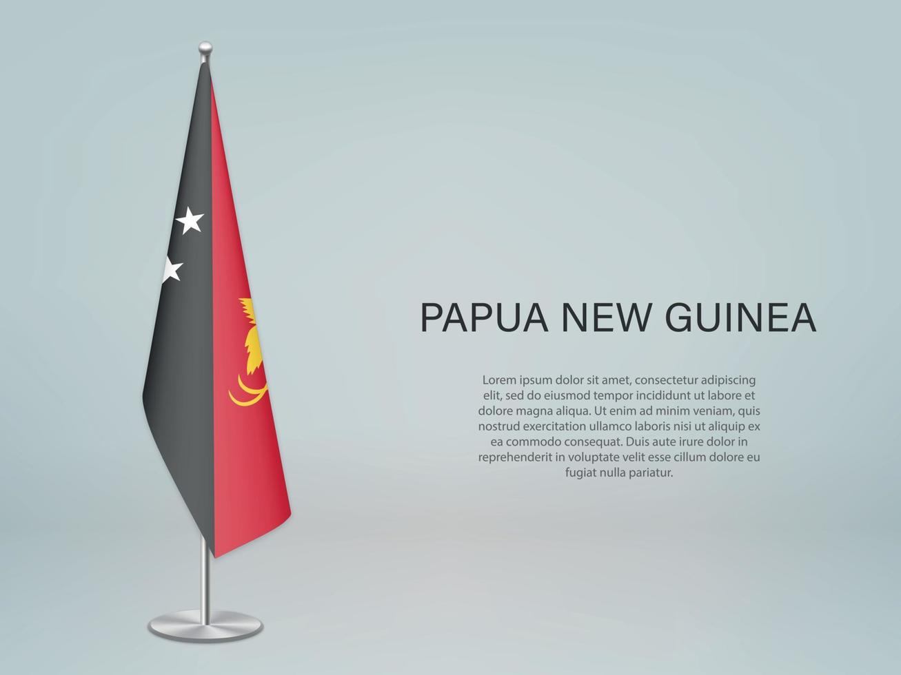 Papouasie-Nouvelle-Guinée drapeau suspendu sur le stand. modèle de conférence b vecteur