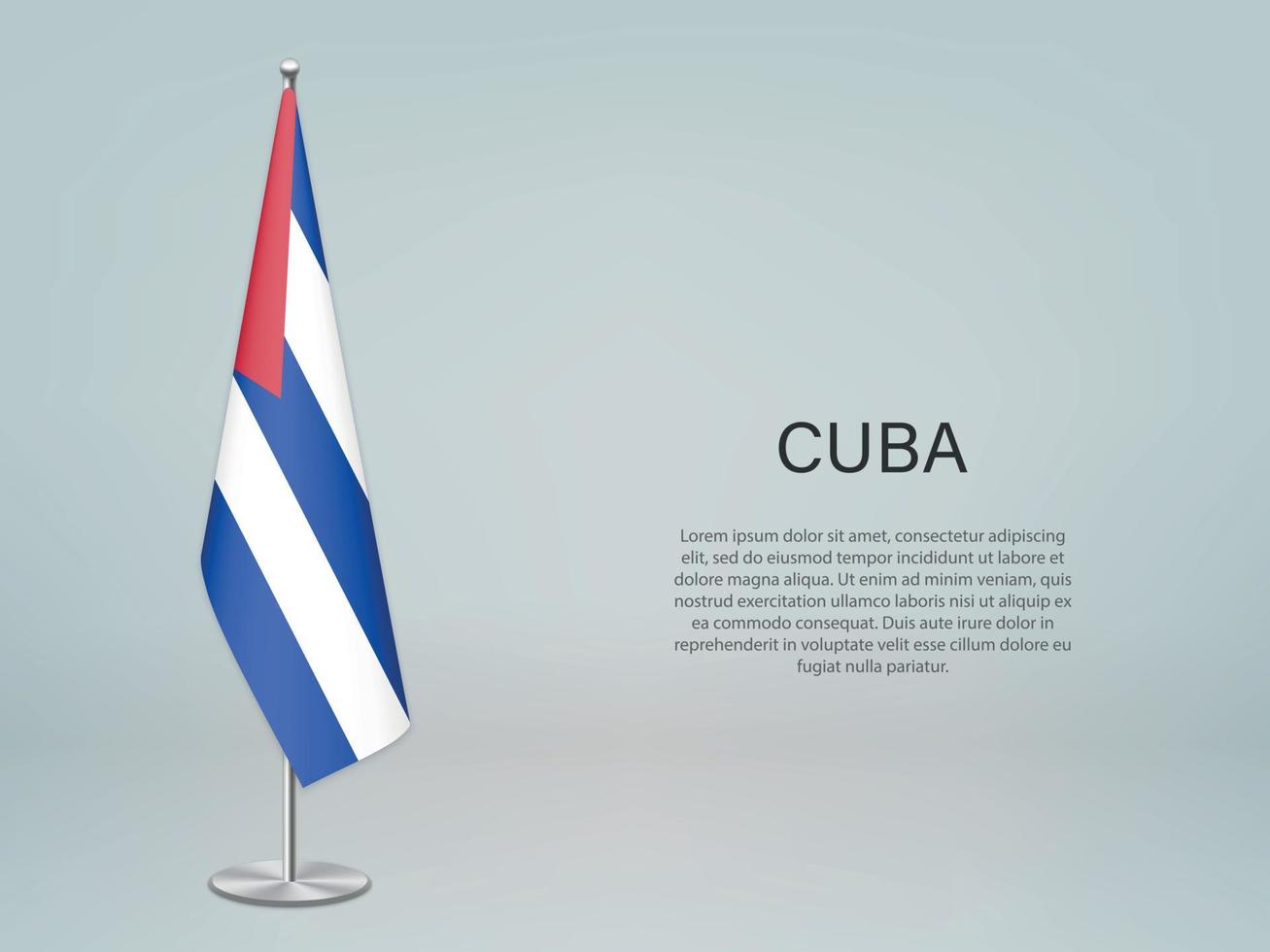 drapeau suspendu de cuba sur le stand. modèle de bannière de conférence vecteur