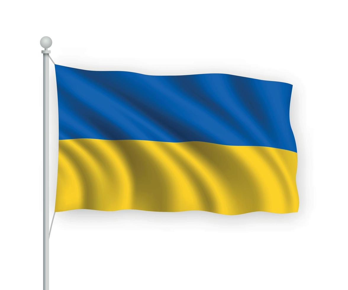 3d waving flag ukraine isolé sur fond blanc. vecteur