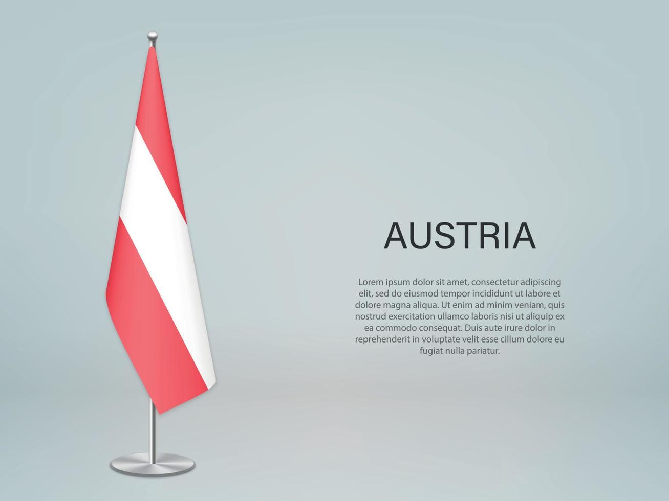 Autriche drapeau suspendu sur le stand. modèle de bannière de conférence vecteur