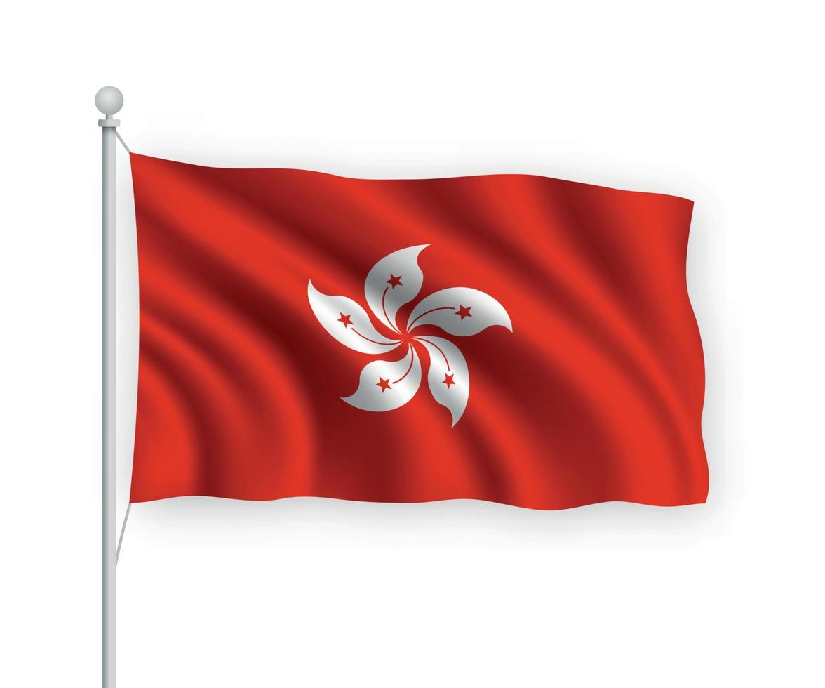 3d waving flag hong kong isolé sur fond blanc. vecteur