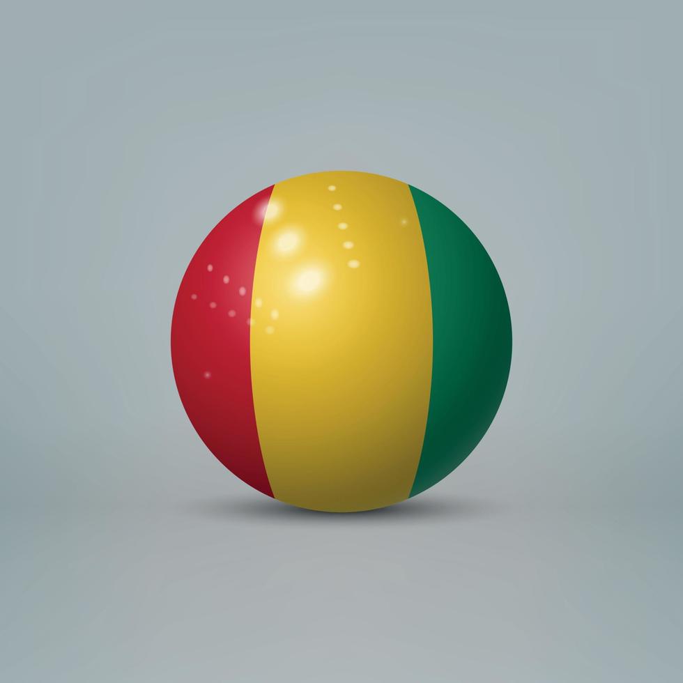 Boule ou sphère en plastique brillant réaliste 3d avec le drapeau de la guinée vecteur