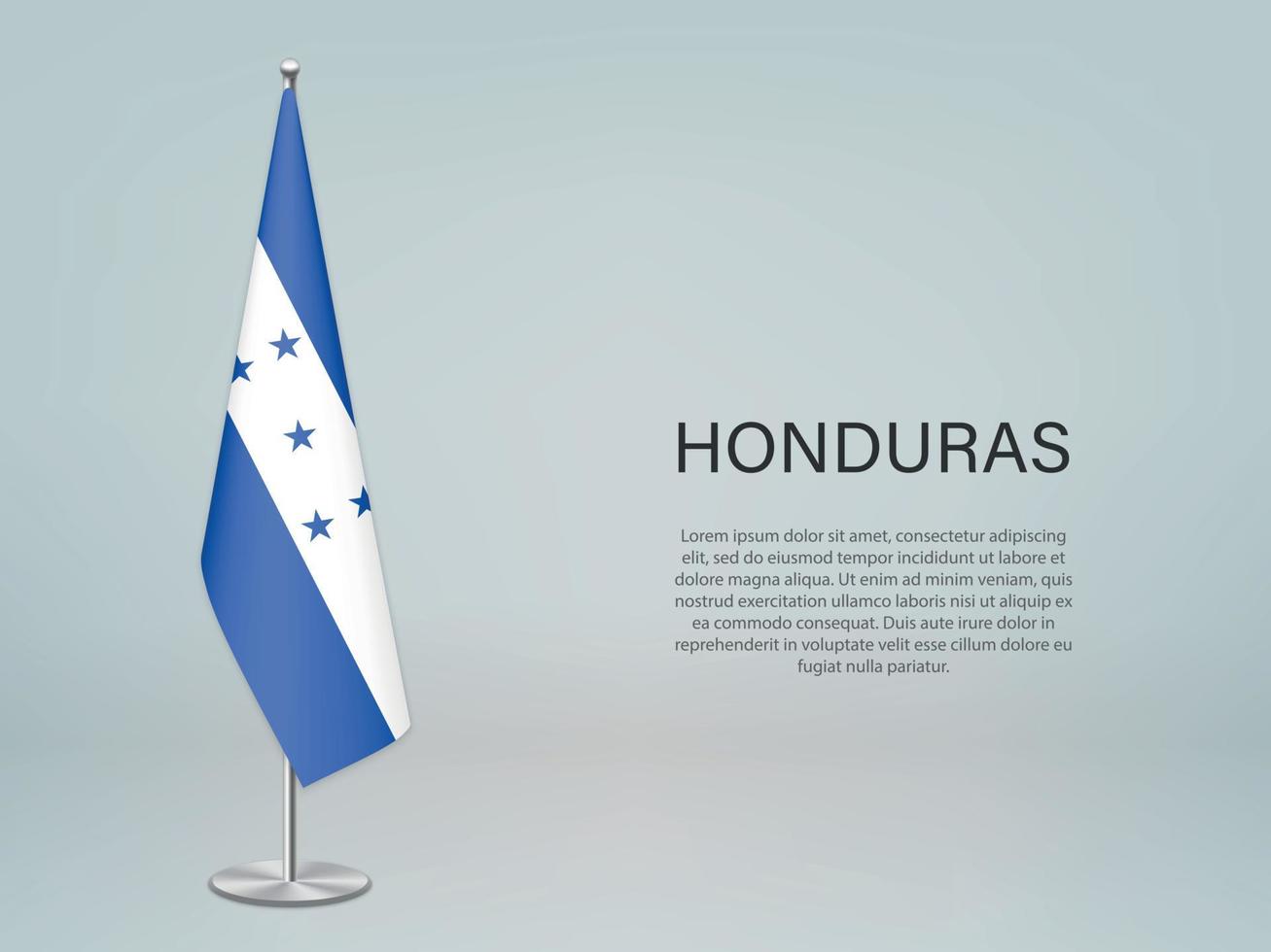 drapeau suspendu du honduras sur le stand. modèle de bannière de conférence vecteur