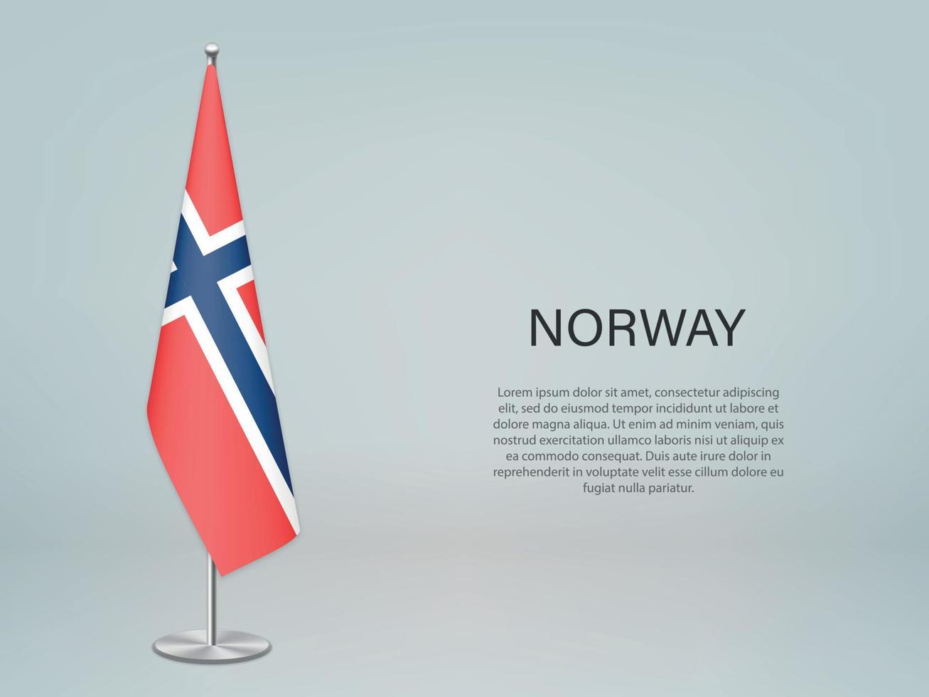 norvège drapeau suspendu sur le stand. modèle de bannière de conférence vecteur