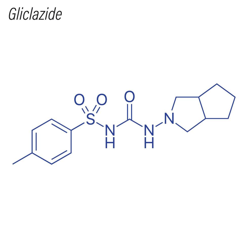 formule squelettique vectorielle du gliclazide. molécule chimique du médicament. vecteur