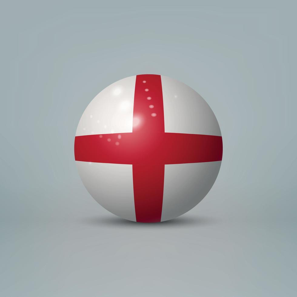 Boule ou sphère en plastique brillant réaliste 3d avec le drapeau de l'angleterre vecteur