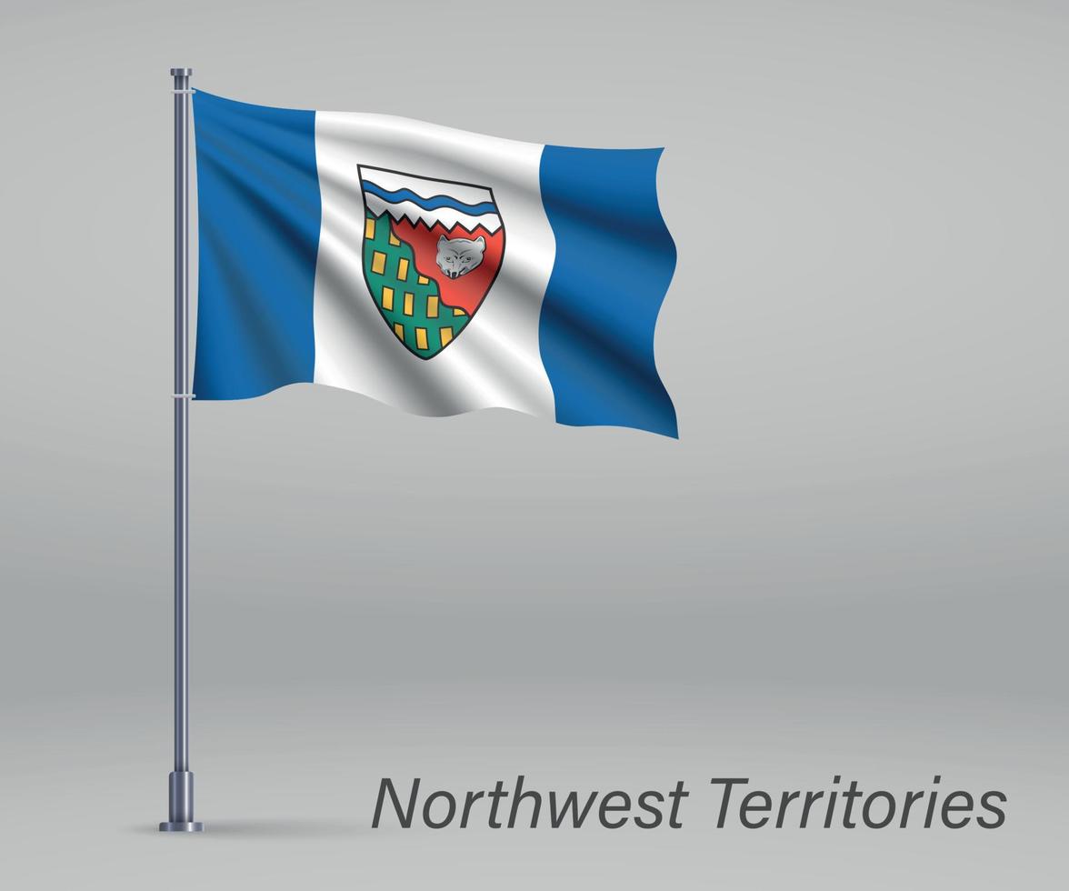 agitant le drapeau des territoires du nord-ouest - province du canada sur fla vecteur