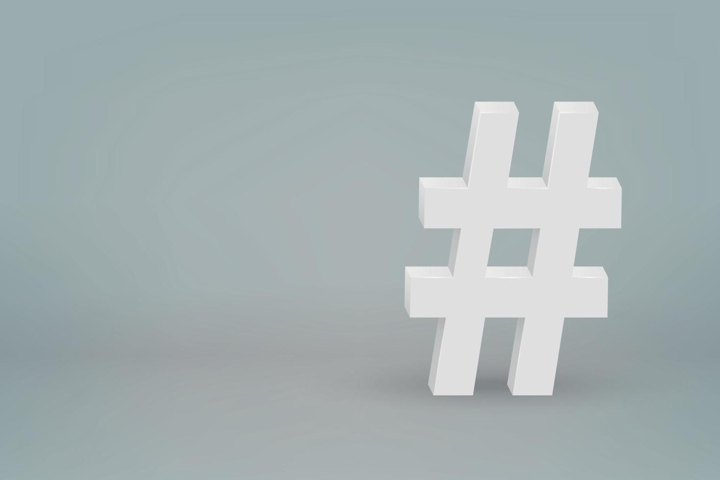 Symbole de marque de hashtag 3d sur le modèle de fond de scène pour votre conception vecteur