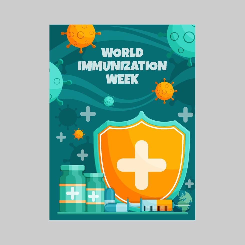 affiche de la semaine mondiale de la vaccination vecteur
