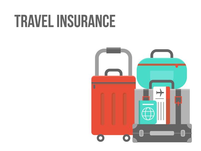 Assurance voyage, bagage avec billet et passeport vecteur