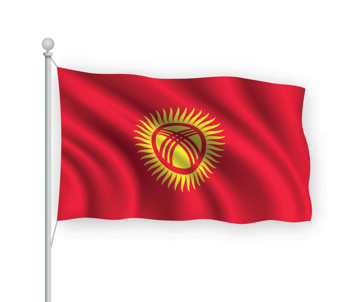 3d waving flag Kirghizistan isolé sur fond blanc. vecteur