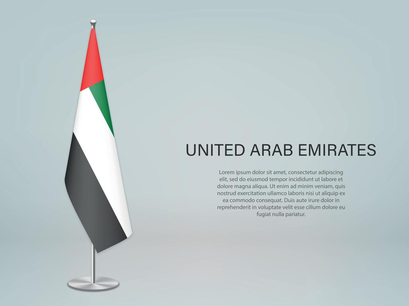 drapeau suspendu des émirats arabes unis sur le stand. modèle de conférence vecteur