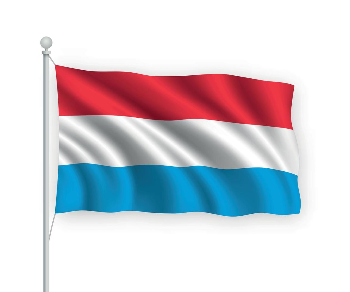 3d waving flag luxembourg isolé sur fond blanc. vecteur