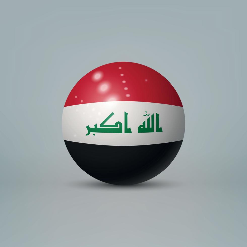 Boule ou sphère en plastique brillant réaliste 3d avec le drapeau de l'irak vecteur
