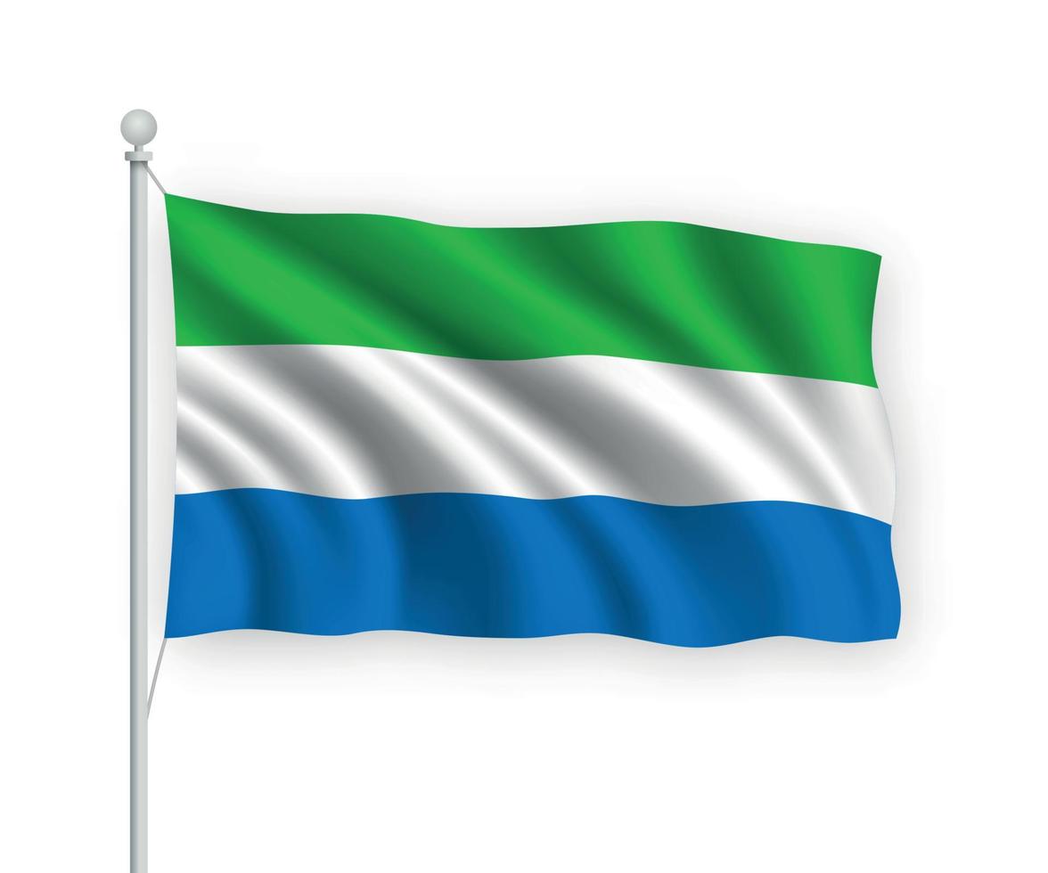 3d waving flag sierra leone isolé sur fond blanc. vecteur