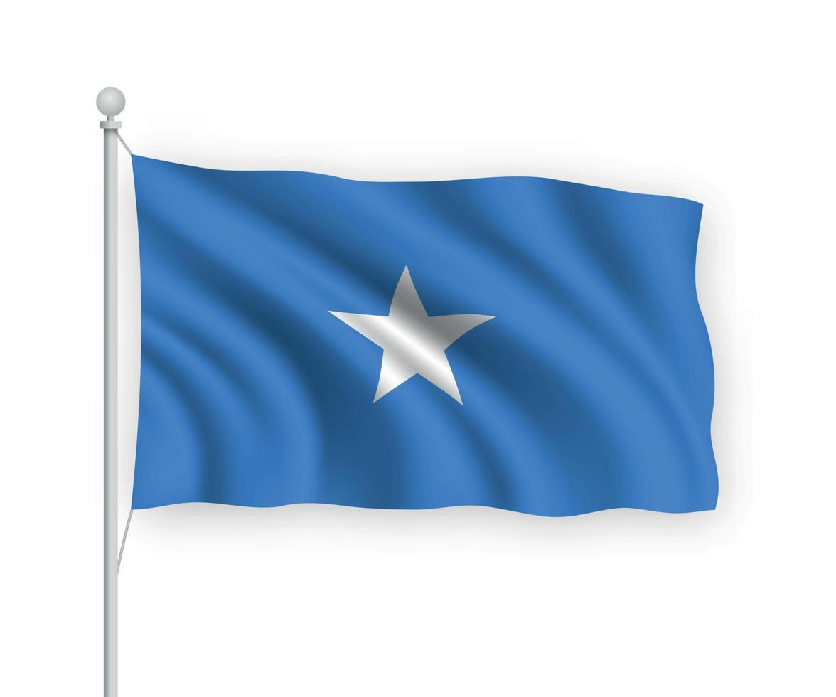3d waving flag somalie isolé sur fond blanc. vecteur
