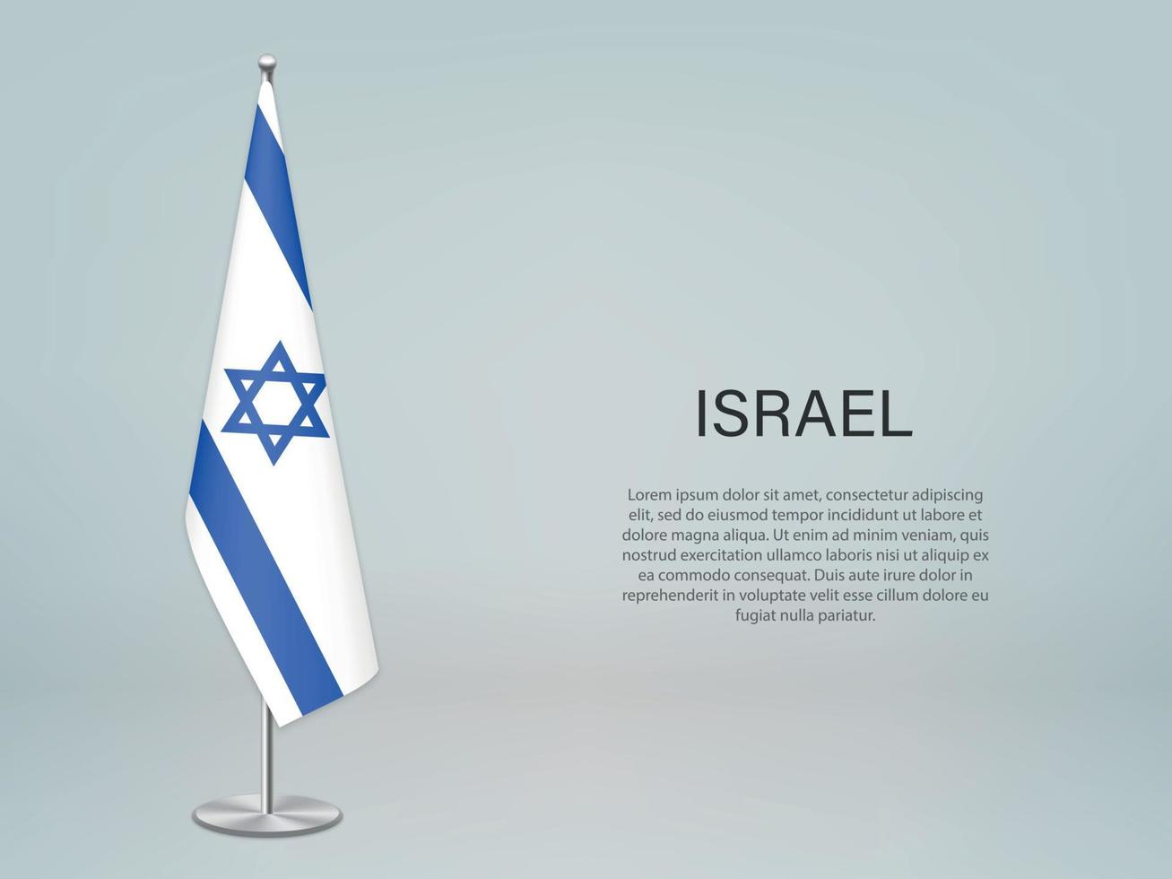 drapeau suspendu d'Israël sur le stand. modèle de bannière de conférence vecteur