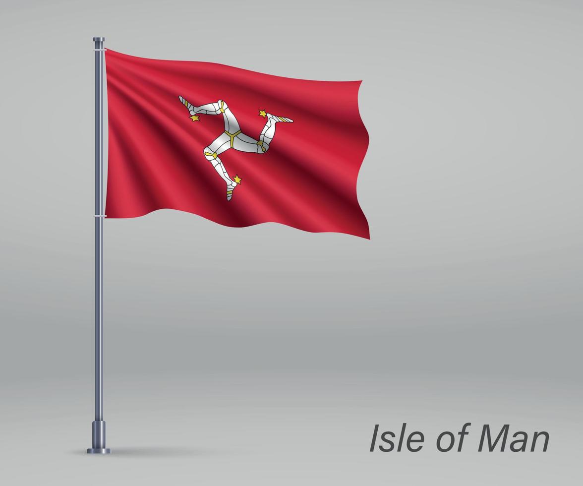 agitant le drapeau de l'île de man - territoire du royaume-uni sur le drapeau vecteur