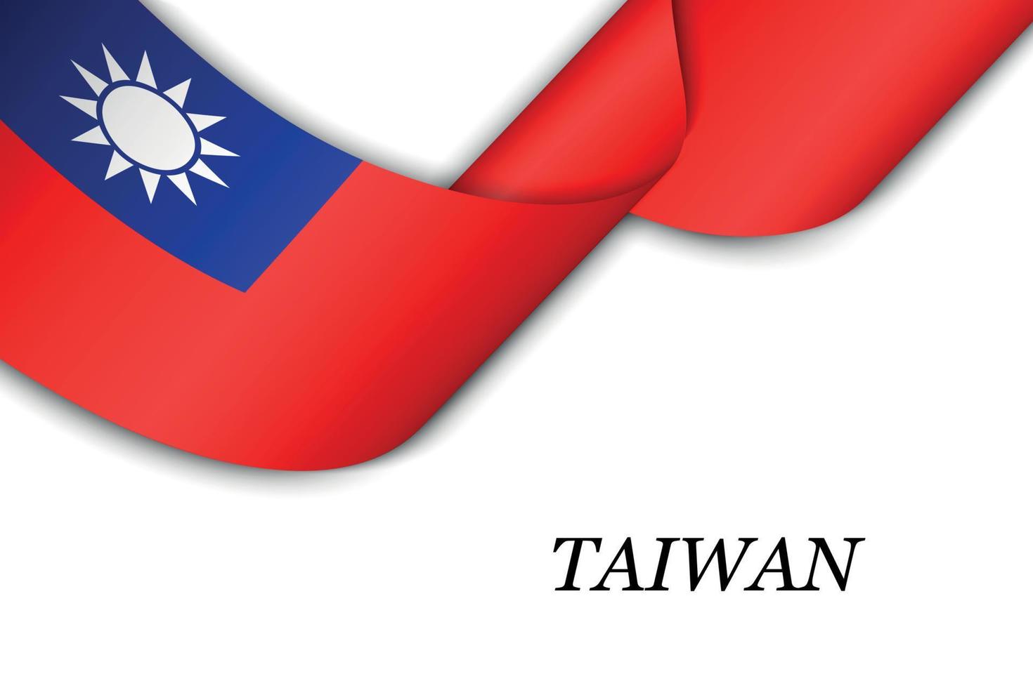 agitant un ruban ou une bannière avec le drapeau de taiwan vecteur