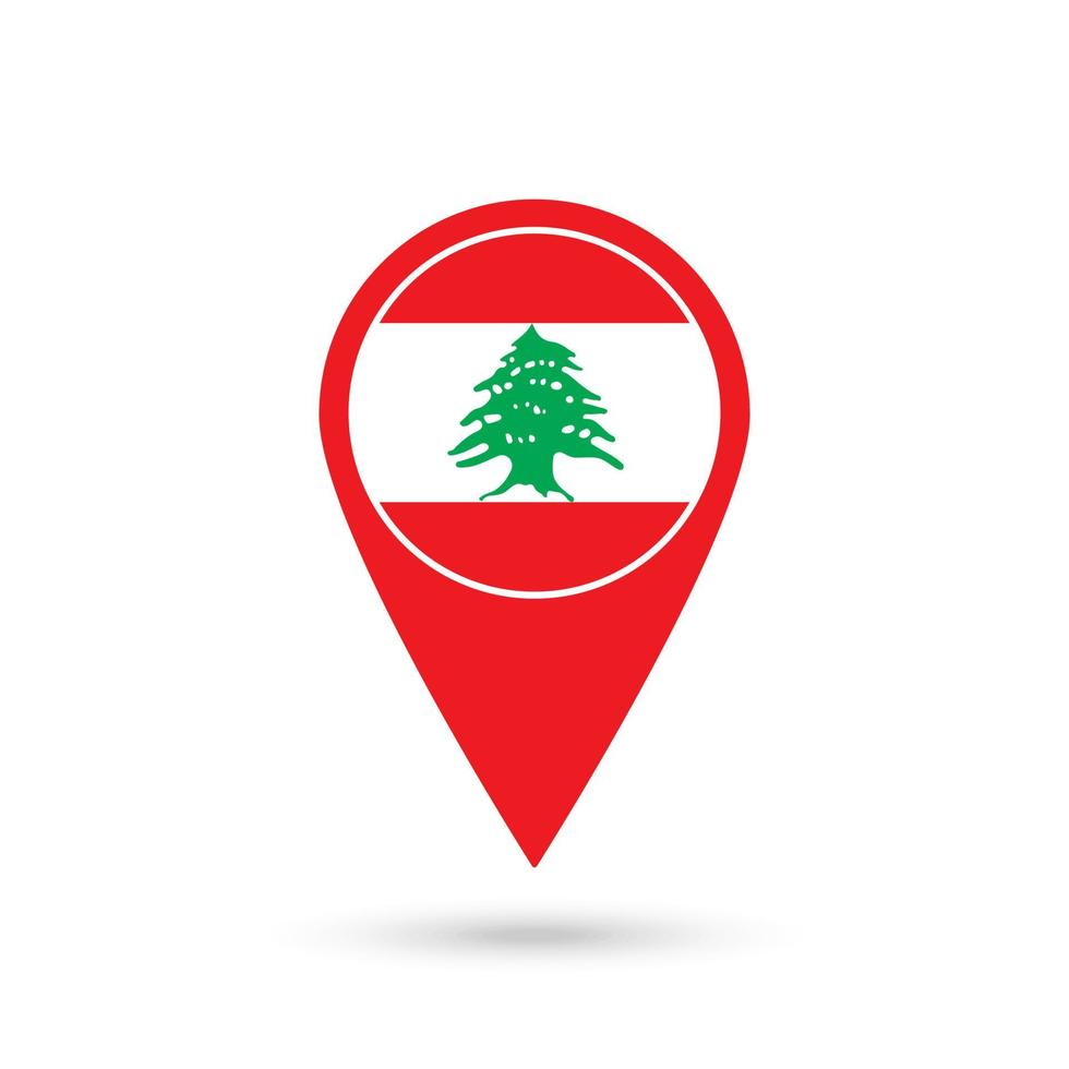 pointeur de carte avec contry liban. drapeau du liban. illustration vectorielle. vecteur