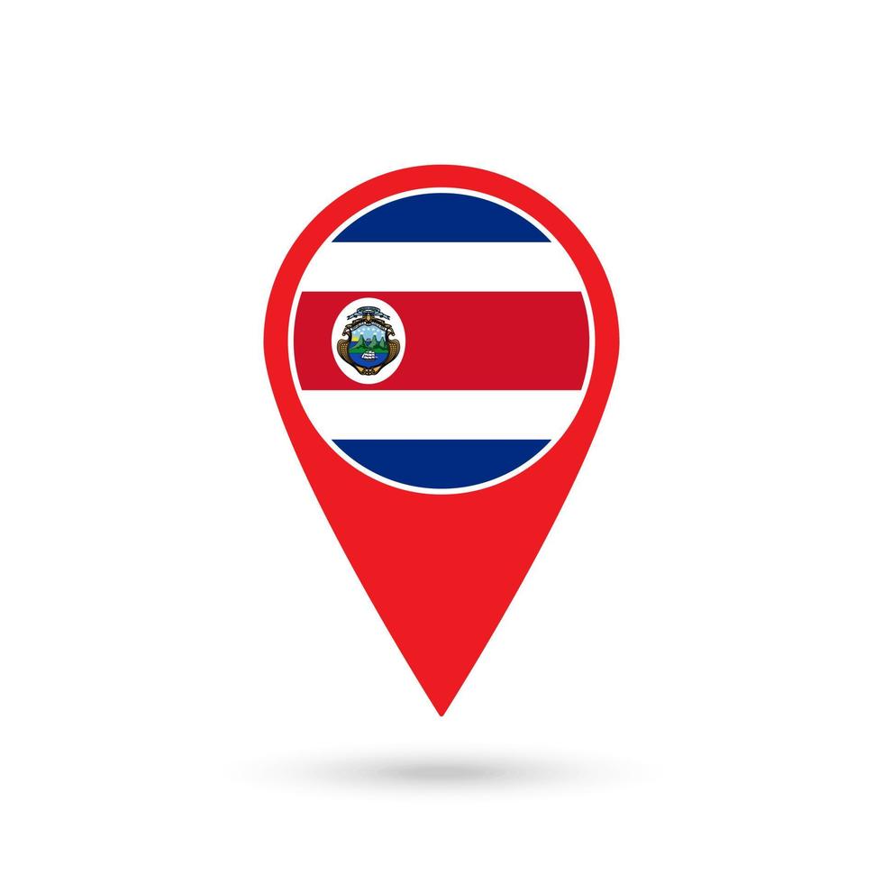 pointeur de carte avec contry costa rica. drapeau du costa rica. illustration vectorielle. vecteur