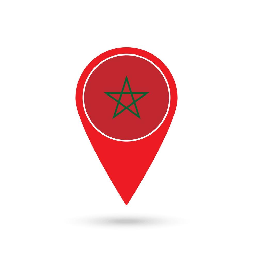 pointeur de carte avec contry maroc. drapeau marocain. illustration vectorielle. vecteur