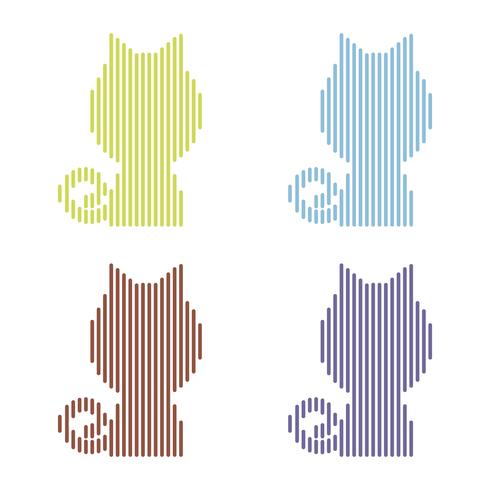 Ensemble de chats rayés colorés sur fond blanc vecteur