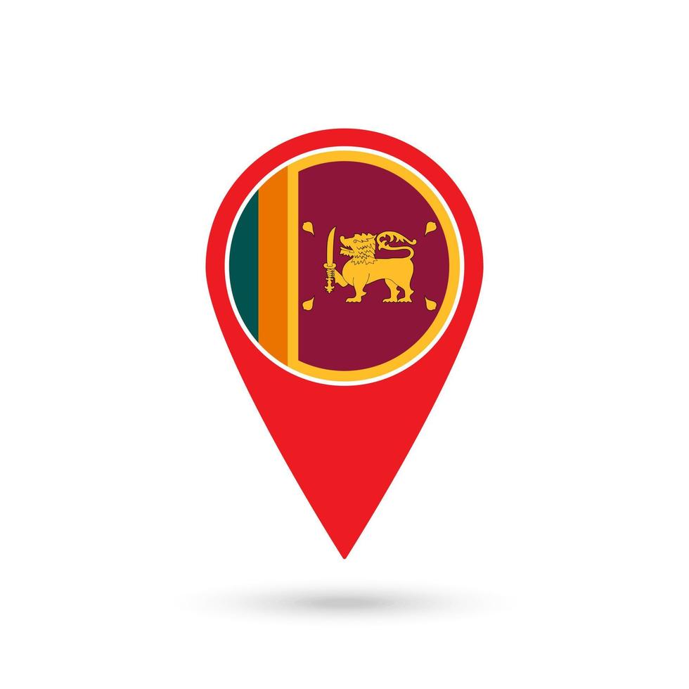 pointeur de carte avec contry sri lanka. drapeau sri-lankais. illustration vectorielle. vecteur