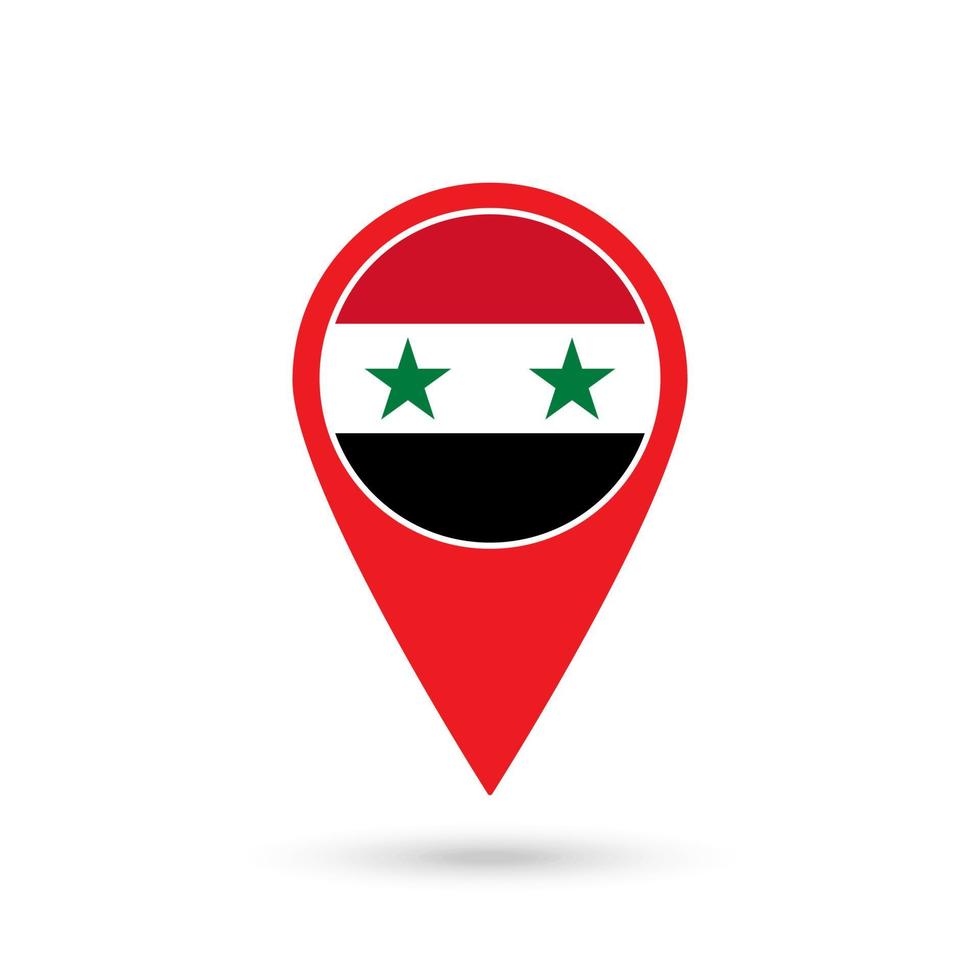 pointeur de carte avec contry syrie. drapeau de la syrie. illustration vectorielle. vecteur