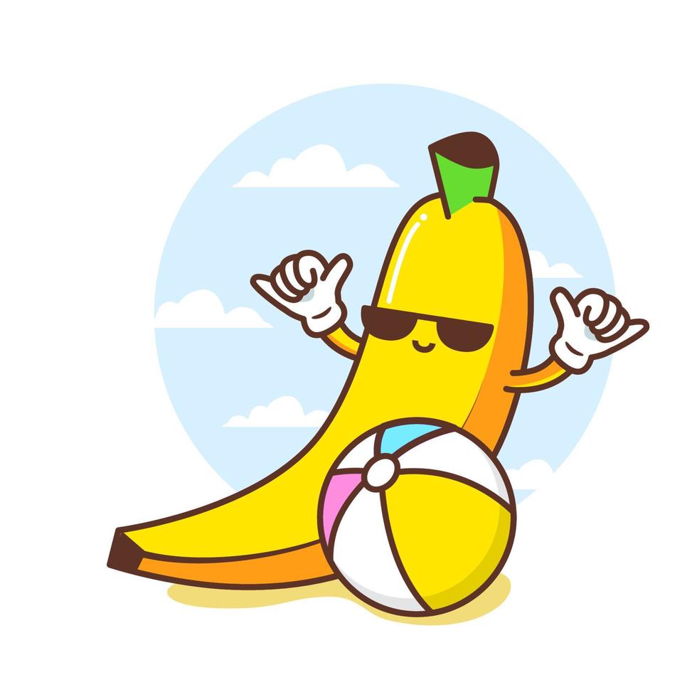 jolie banane heureuse en été vecteur