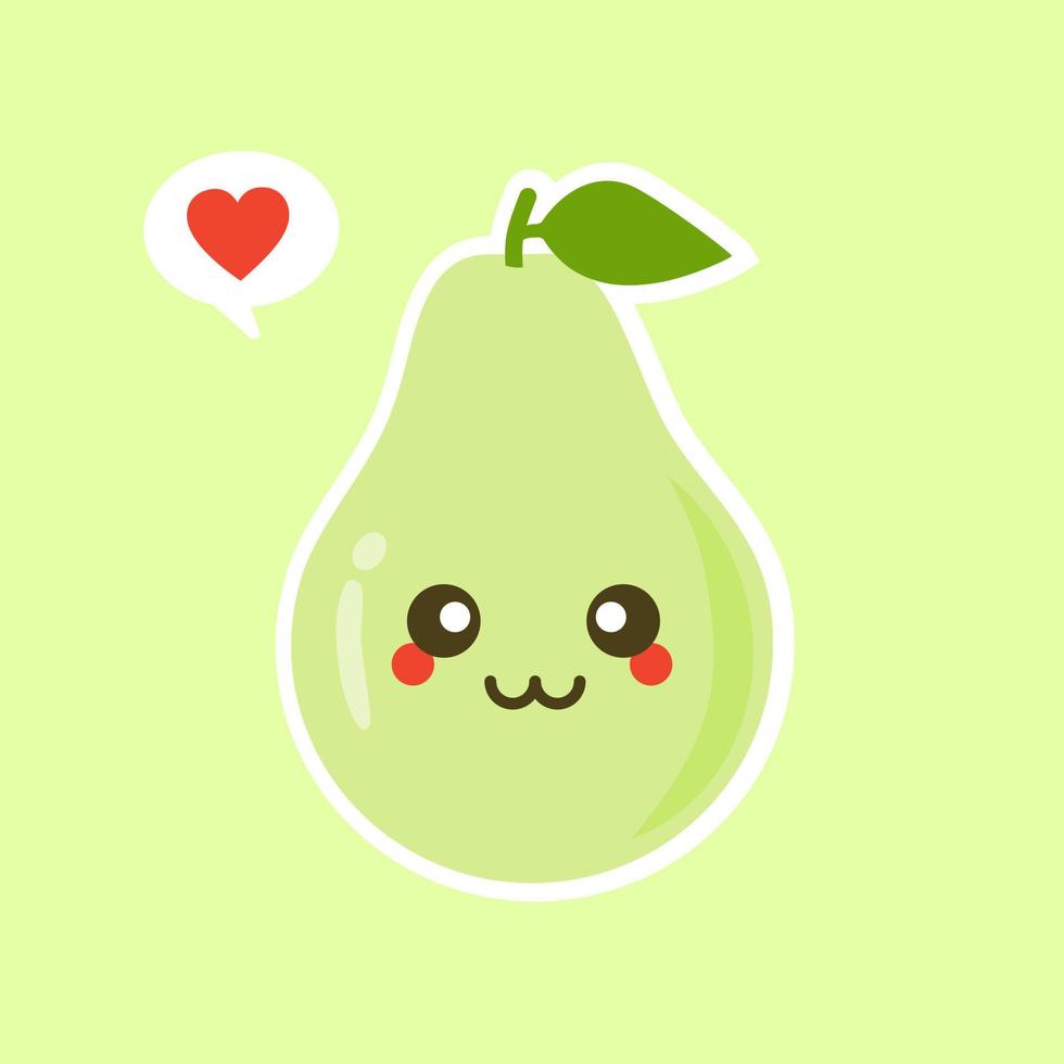 drôle heureux mignon heureux souriant avocat. icône d'illustration kawaii de personnage de dessin animé plat vectoriel. isolé sur fond de couleur. concept d'avocat aux fruits vecteur