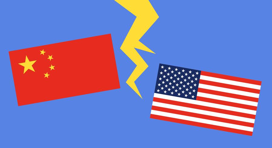 Drapeau de la Chine et drapeau des États-Unis vecteur