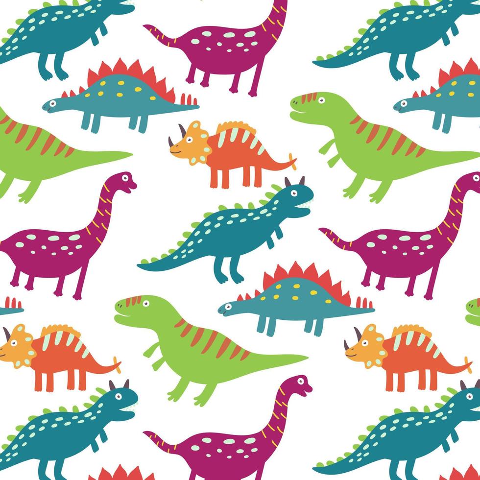 modèle sans couture de dinosaures colorés. motif vectoriel