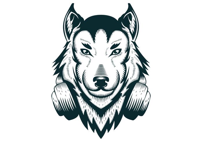 Casque Wolf illustration vectorielle vecteur