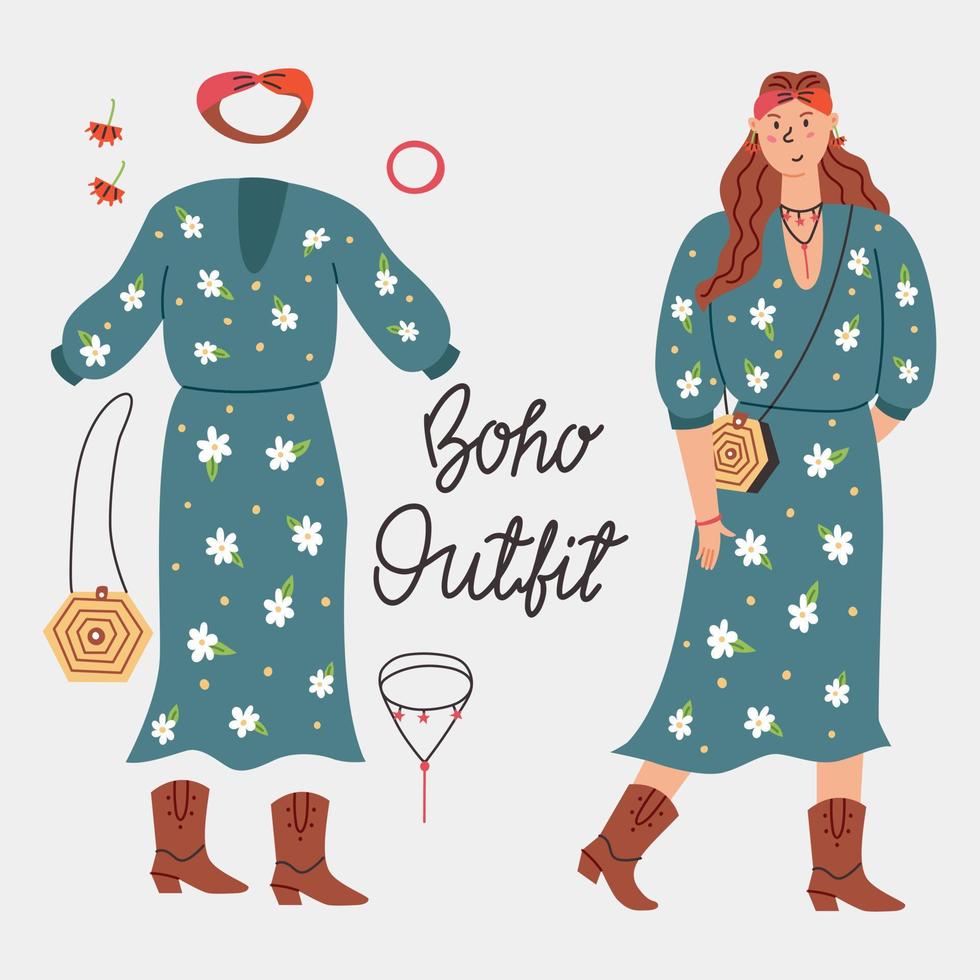 ensemble boho tenue vecteur