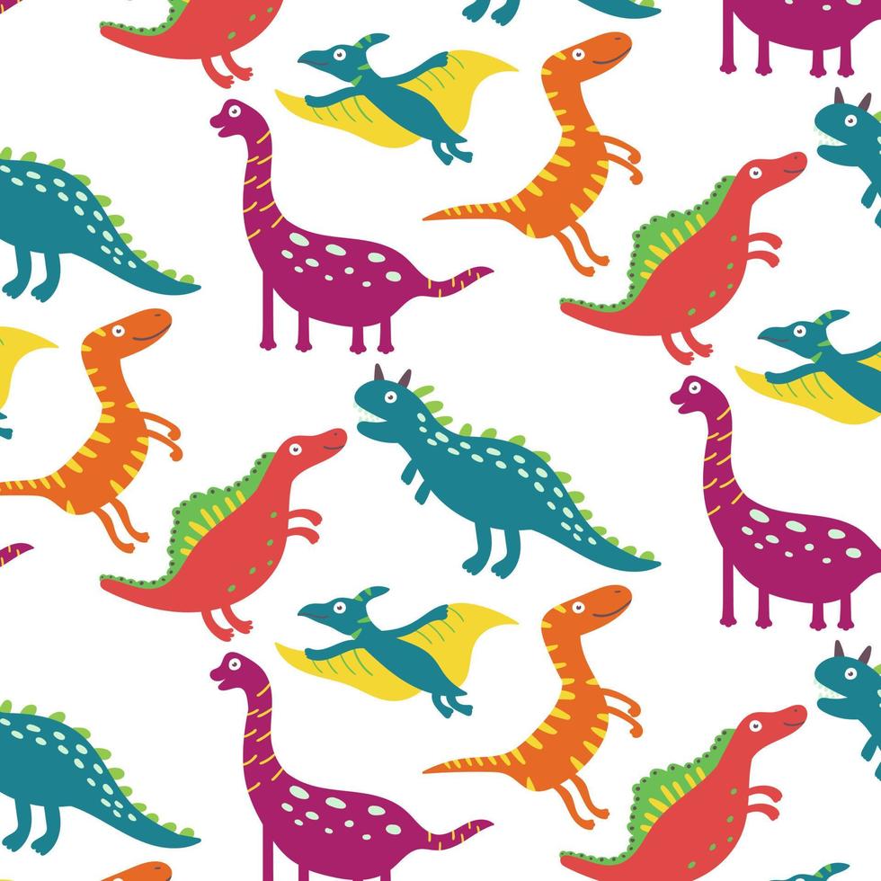 motif harmonieux de dinosaure amusant. motif vectoriel