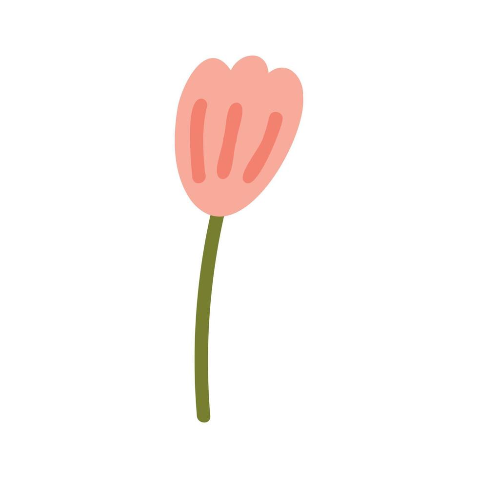 tulipe naïve fleur rose vecteur