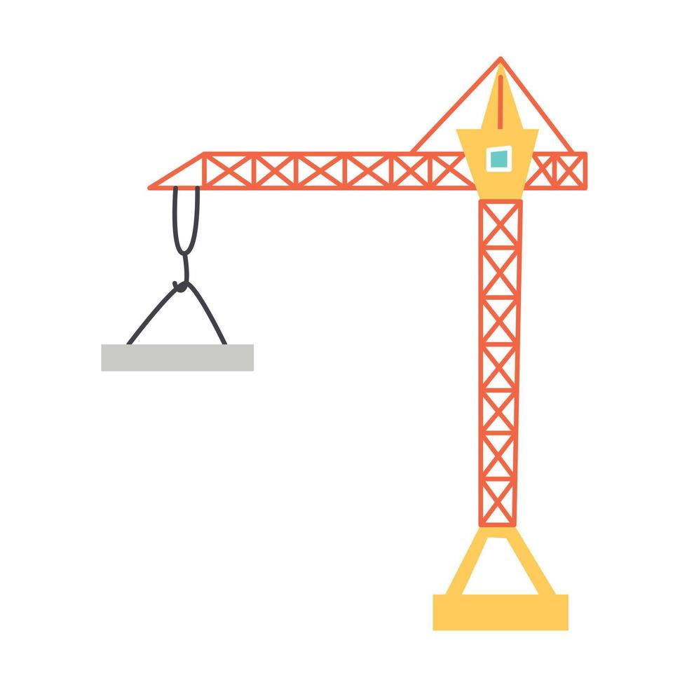 grue de construction de transport de dessin animé de vecteur