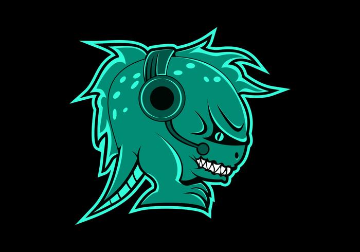 illustration vectorielle de monstre casque gaming mascotte vecteur