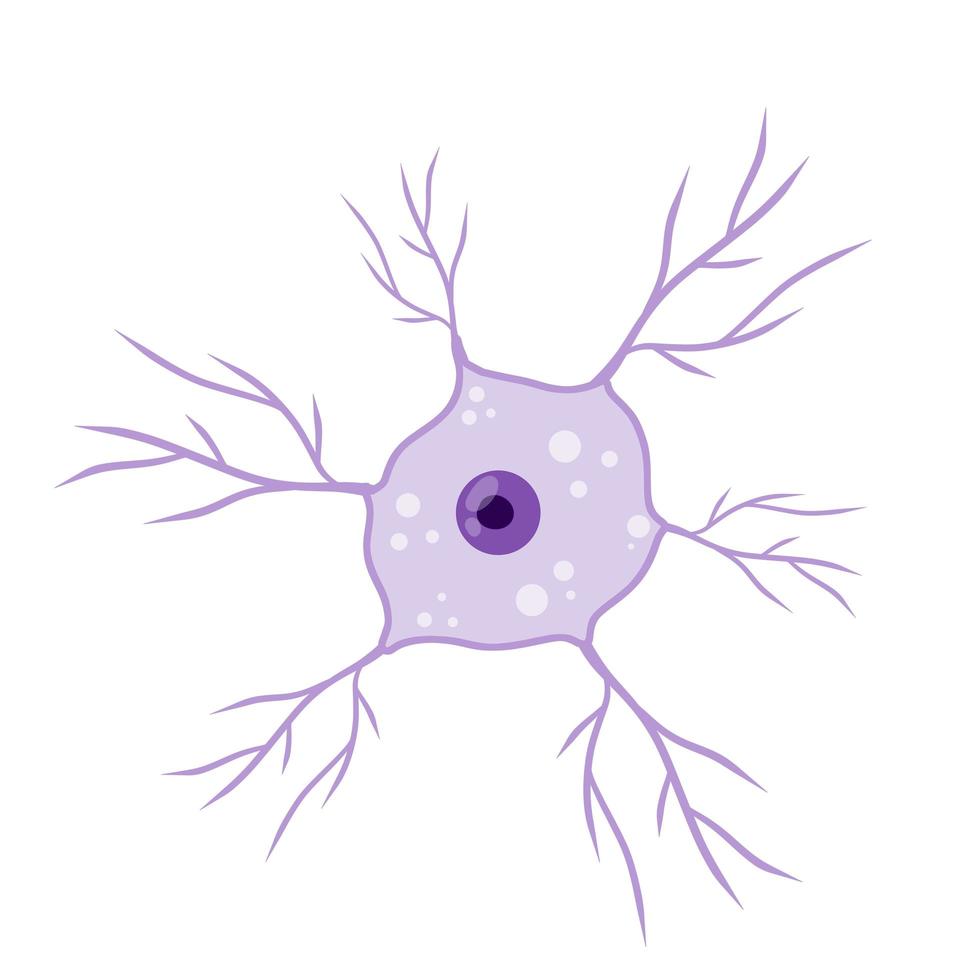 cellule neuronale bleue. l'activité cérébrale et les dendrites. vecteur