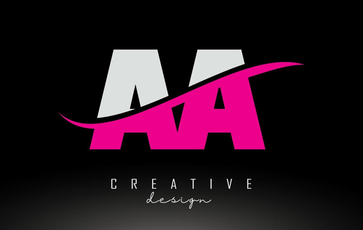 aa un logo de lettre blanche et rose avec swoosh. vecteur