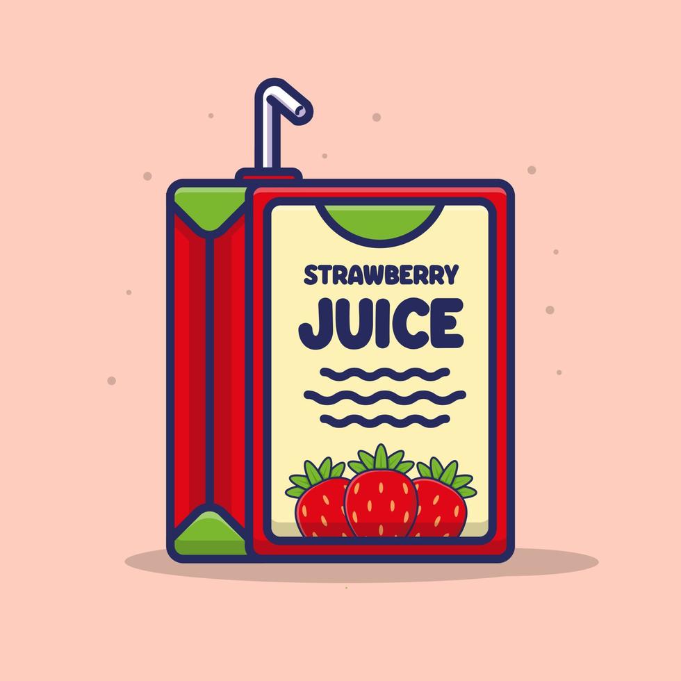 jus de fraise boîte dessin animé vecteur icône illustration objet isolé