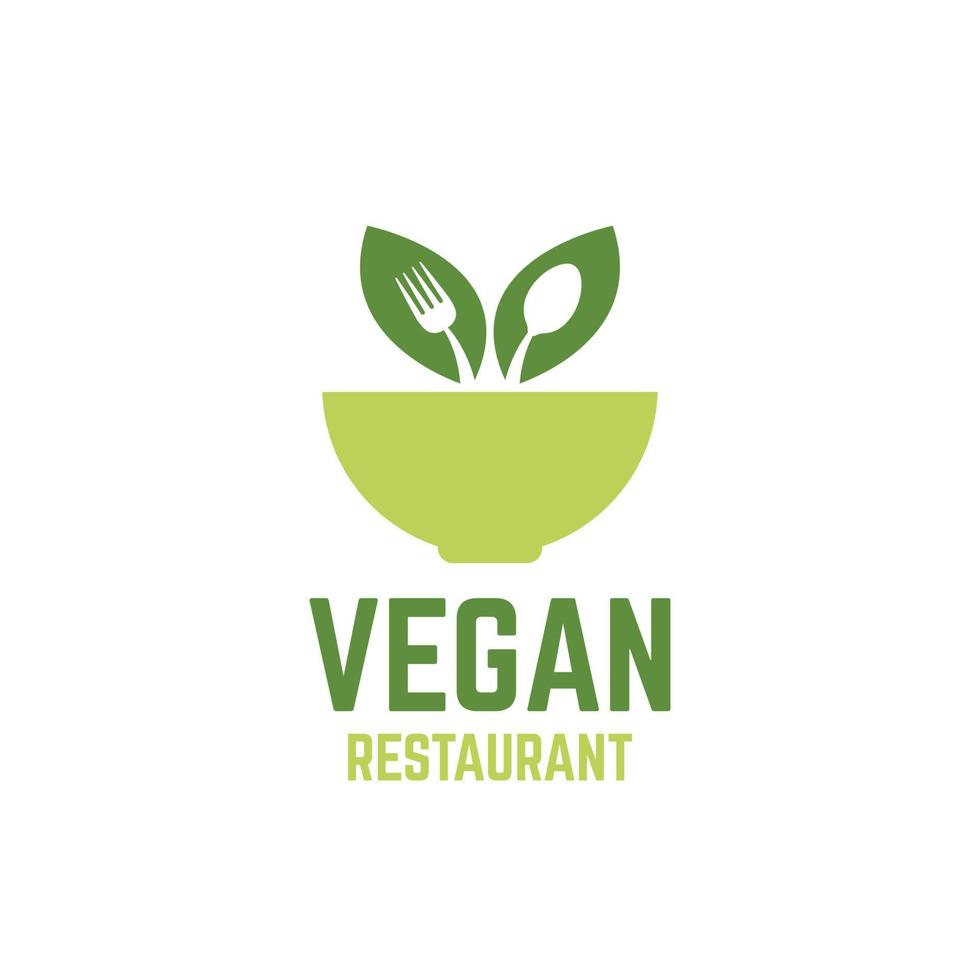 vecteur de logo de restaurant végétalien sur fond blanc